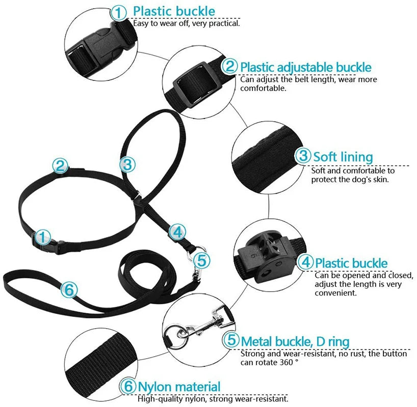 Adjustable Nylon Dog Padded Head Collar Gentle Leash Leader