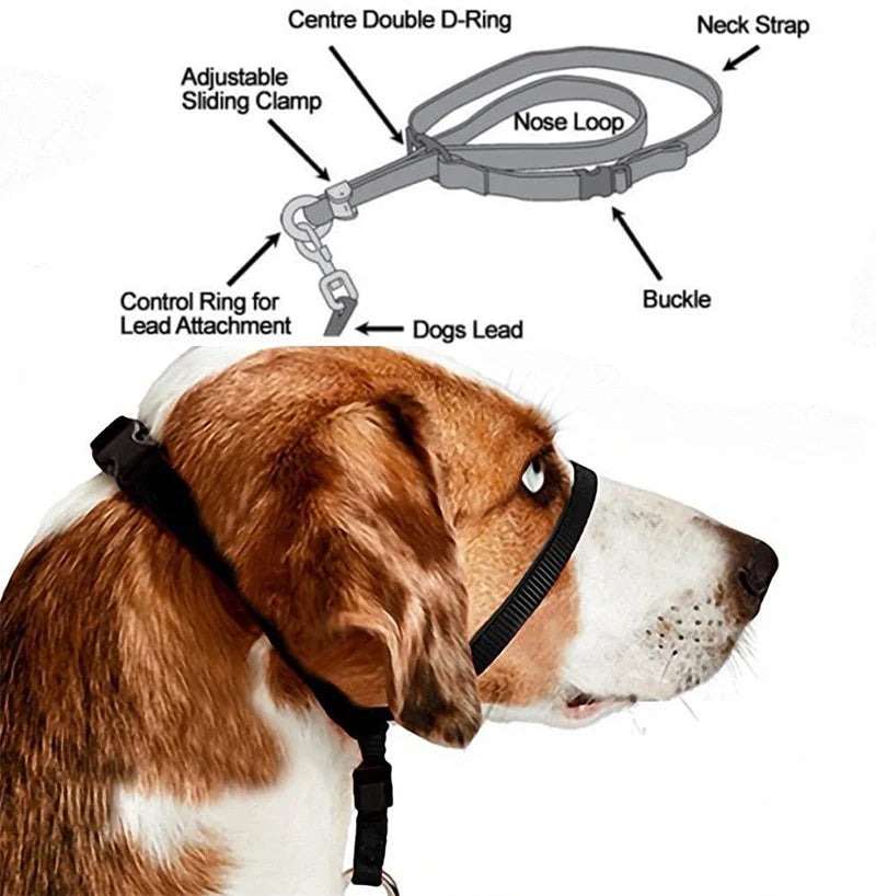 Adjustable Nylon Dog Padded Head Collar Gentle Leash Leader