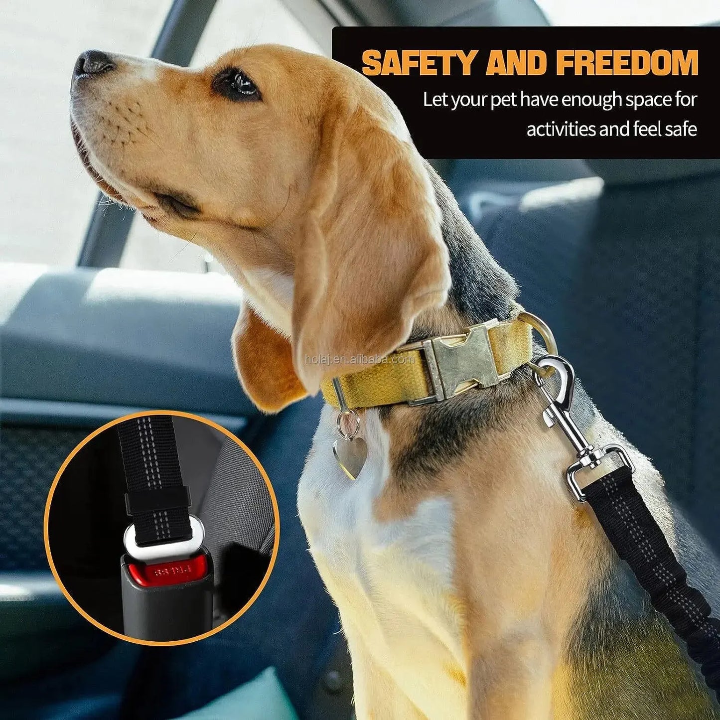 Safety Car Seat Belt Leash Black