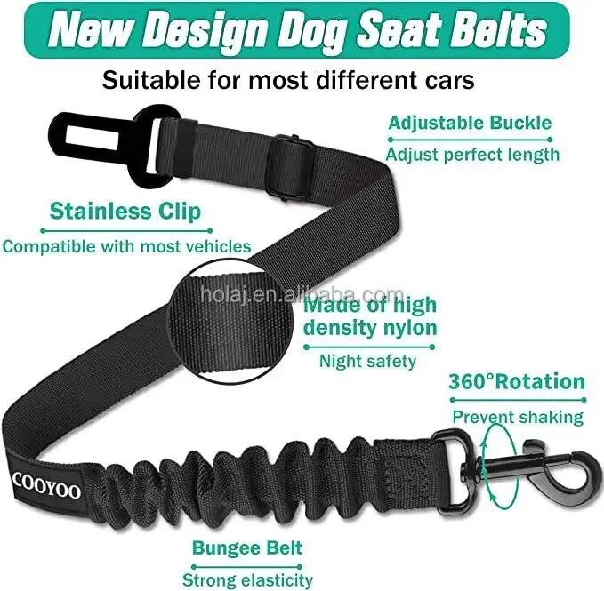 Safety Car Seat Belt Leash Black