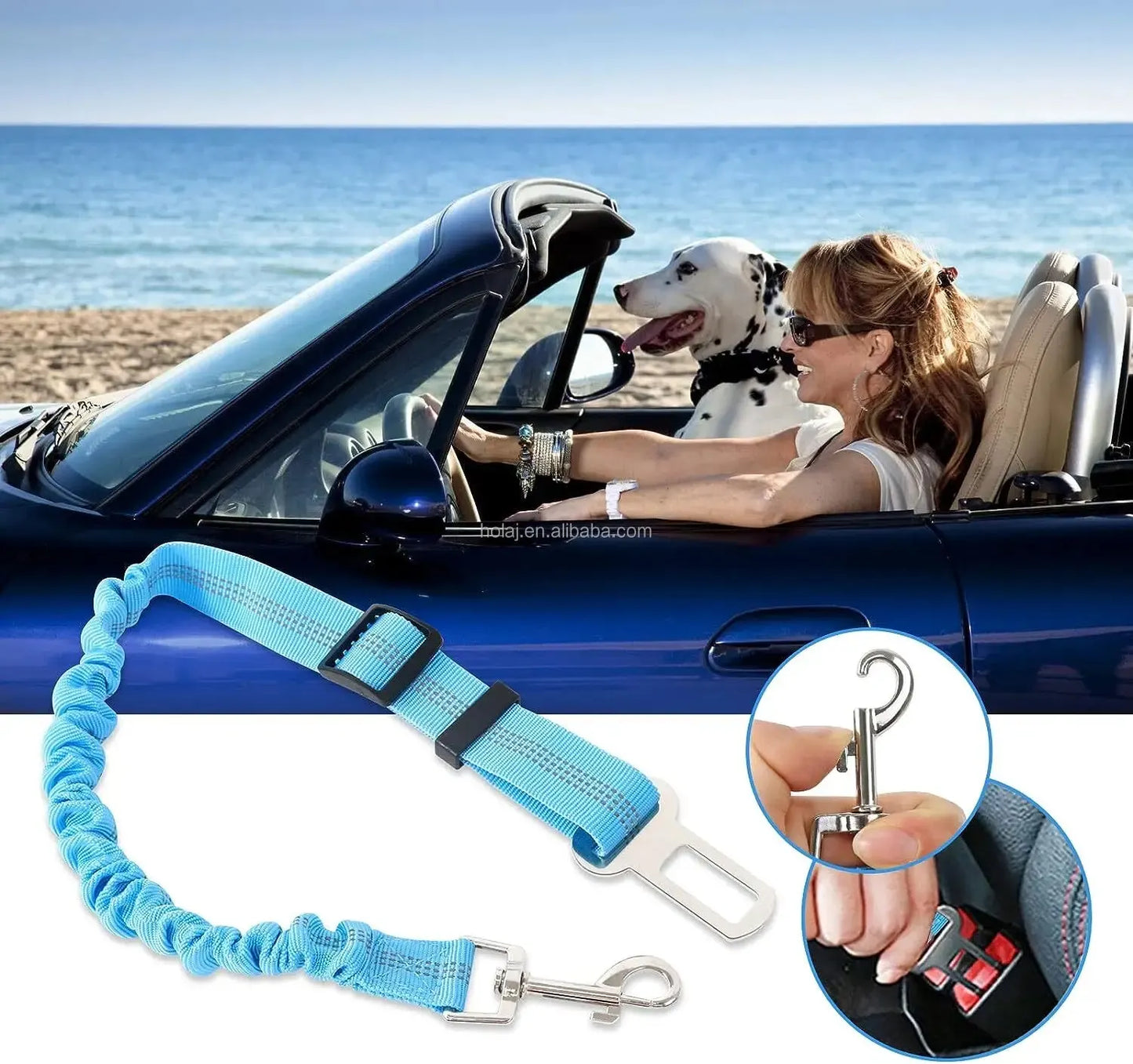Safety Car Seat Belt Leash Black