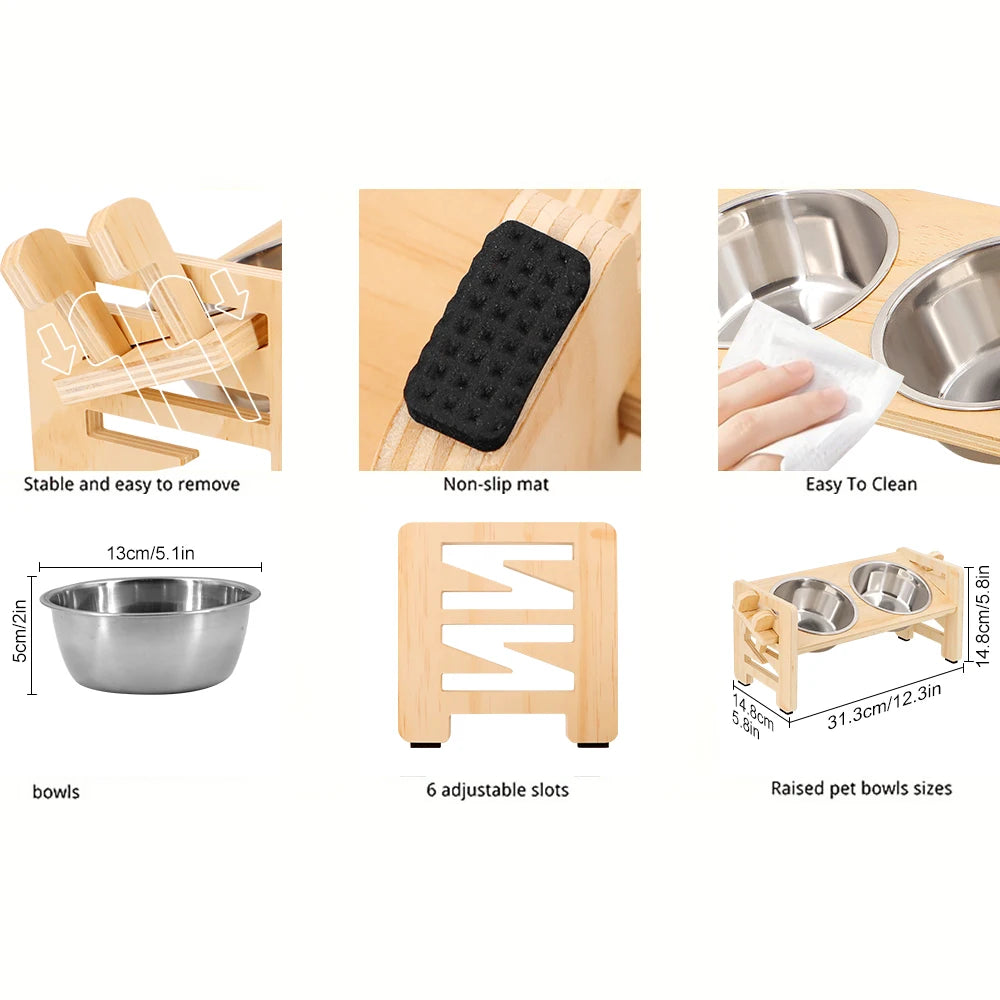 Elevated Food and Water Stainless Steel Bowls