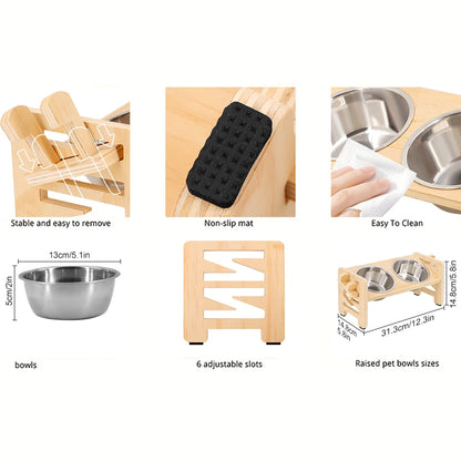 Elevated Food and Water Stainless Steel Bowls